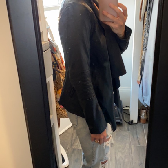 levi’s black faux leather and suede moto jacket - Picture 3 of 6